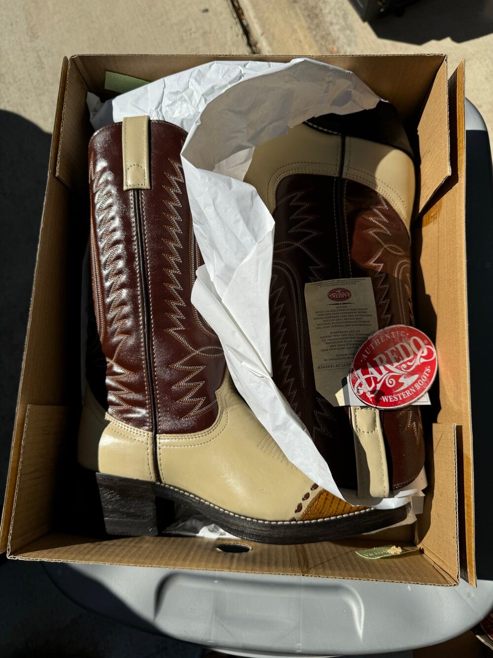 Laredo Bone Lizard Print Wingtip Boots 61161 Size 8